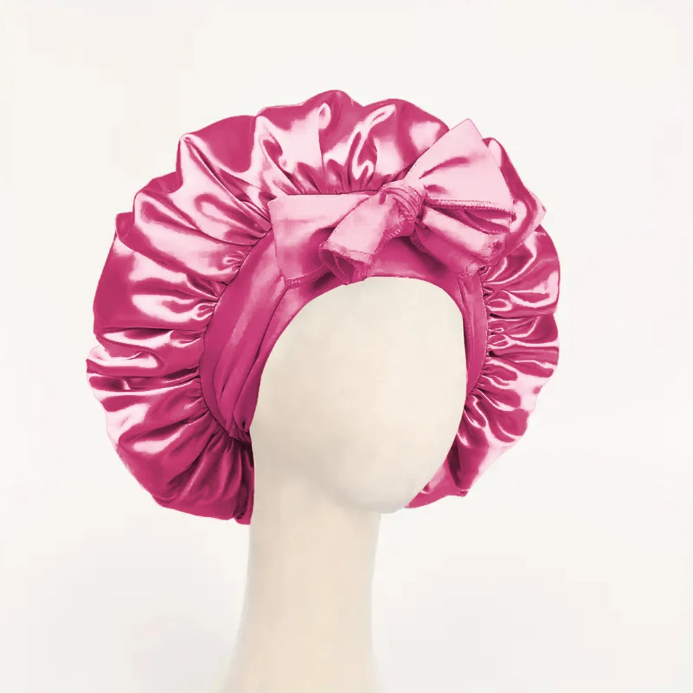 InjBonnet réglable en satin pour hommes et femmes, bonnet pour dormir, cheveux, bande lourde