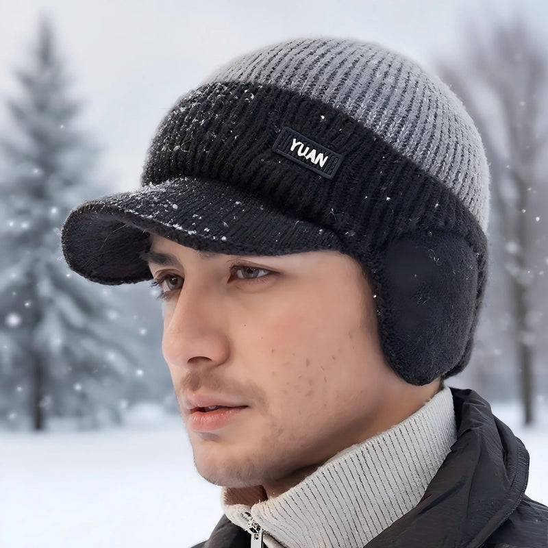 Bonnet tricoté chaud pour hommes – Couvre-tête d'hiver, protection auditive légère et chaude, adapté aux sports de plein air et aux temps froid