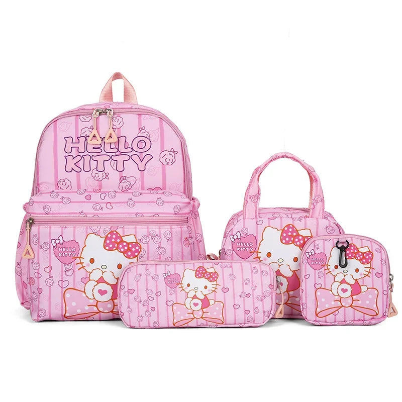 Ensemble de sacs à dos Kuromi | Cartable Hello Kitty | Sac à dos Sanrio 4 pièces | Trousse Kuromi | Sac bandoulière Melody | Joli sac à dos Sanrio | Ensemble de portefeuilles Kuromi | Ensemble de sacs scolaires pour filles | Sac à dos Hello Kitty | Sac Kuromi d'extérieur