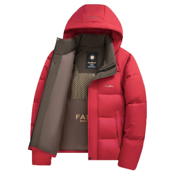 Parka d'hiver épaisse pour homme, manteau décontracté, coupe cintrée, imperméable, chaud, couleur unie, vêtements d'extérieur, manteau à capuche, nouvelle collection 2026