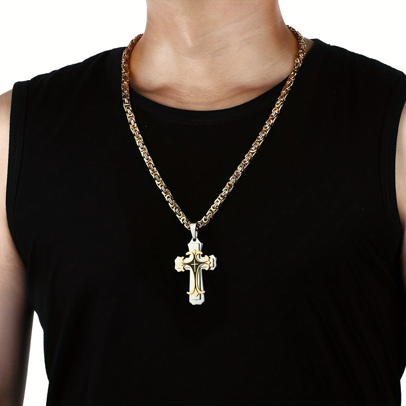 Men's vintage pendant necklace multi-layer handmade design