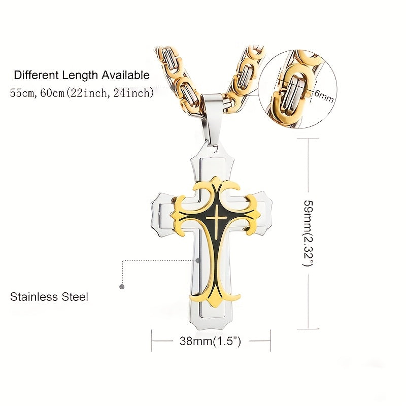 Men's vintage pendant necklace multi-layer handmade design