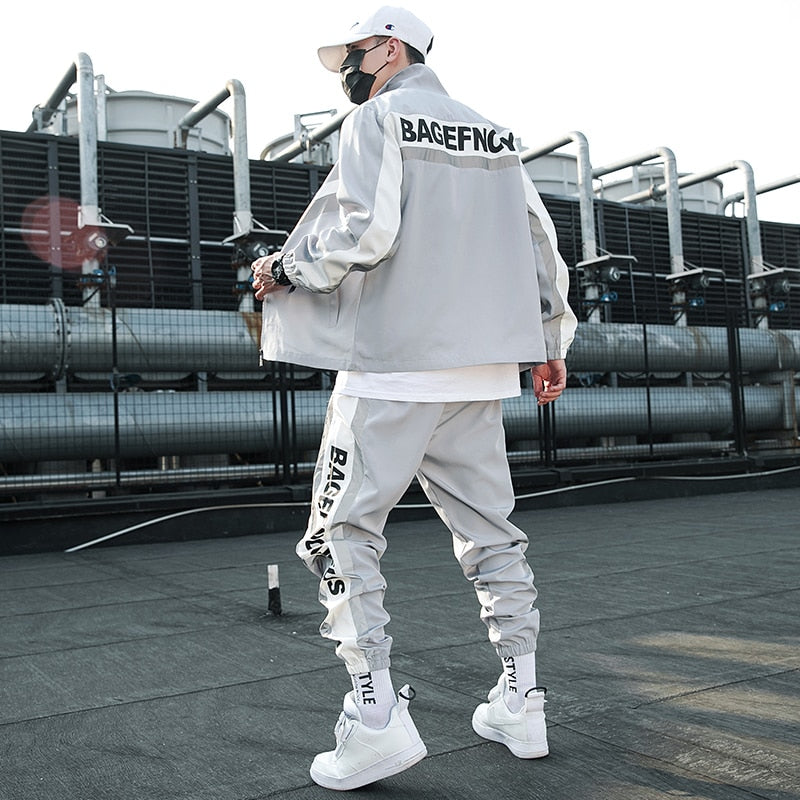 Survêtement homme 2 pièces | Ensemble streetwear homme | Costume jogging homme 2022 | Veste et pantalon homme | Harem pants homme hip hop | Ensemble sport homme mode | Jogging polyester homme | Vêtements décontractés homme | Costume hip hop homme | Ensemble veste pantalon homme