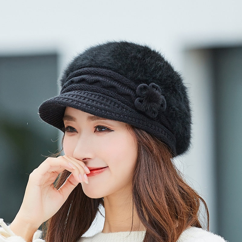 Bonnet femme fourrure lapin | Bonnet hiver femme chaud | Chapeau tricoté femme | Bonnet couleur unie femme | Bonnet femme automne hiver | Bonnet casual femme fourrure | Bonnet doux femme hiver | Bonnet chaud tricoté femme | Bonnet femme mode hiver | Bonnet fourrure lapin naturel
