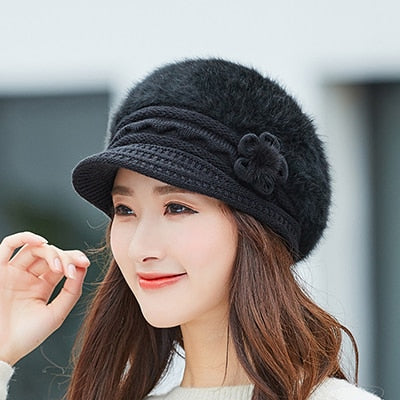 Bonnet femme fourrure lapin | Bonnet hiver femme chaud | Chapeau tricoté femme | Bonnet couleur unie femme | Bonnet femme automne hiver | Bonnet casual femme fourrure | Bonnet doux femme hiver | Bonnet chaud tricoté femme | Bonnet femme mode hiver | Bonnet fourrure lapin naturel