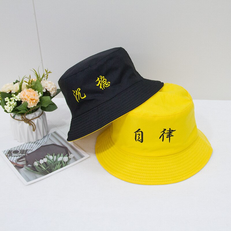 2021 New Sun Hat Letter Bucket Hat Men Women Bob Hip Hop Caps Summer Panama Foldable Double Sided Dance Hat Casual Gorras
