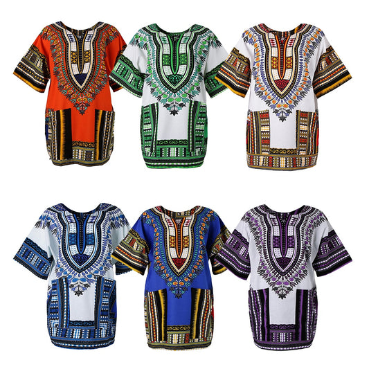 Robe dashiki unisexe coton | Haut dashiki africain coloré | Robe imprimé africain unisexe | Tunique dashiki coton unique | Robe dashiki multicolore adulte | Haut africain coton unisexe | Robe dashiki grande taille | Tunique africaine colorée | Robe unisexe coton imprimé | Haut dashiki mode africaine