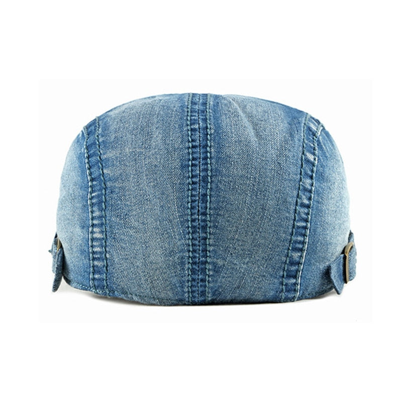 Béret denim Wuaumx homme femme | Casquette plate décontractée été | Béret artiste homme femme été | Casquette duckbill printemps été | Béret en jean style rétro | Casquette gavroche Wuaumx unisexe | Béret à visière denim lavé | Casquette herringbone printemps | Chapeau plat été homme femme | Béret mode casual Wuaumx
