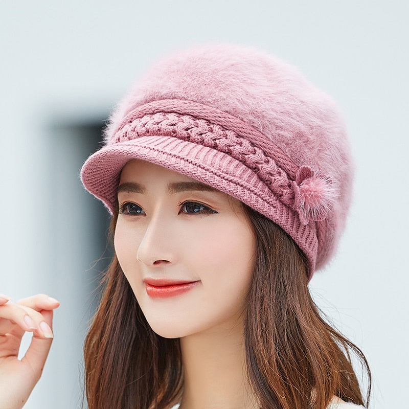 Bonnet femme fourrure lapin | Bonnet hiver femme chaud | Chapeau tricoté femme | Bonnet couleur unie femme | Bonnet femme automne hiver | Bonnet casual femme fourrure | Bonnet doux femme hiver | Bonnet chaud tricoté femme | Bonnet femme mode hiver | Bonnet fourrure lapin naturel