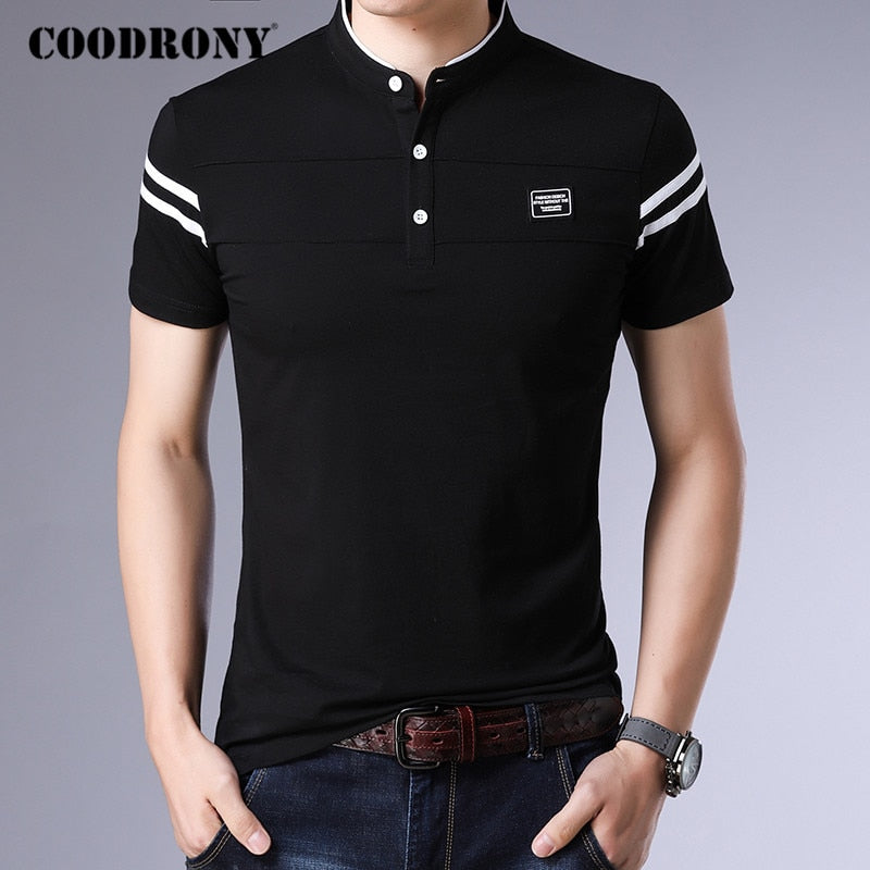 T-shirt COODRONY homme été | T-shirt manches courtes coton | T-shirt col montant homme | T-shirt streetwear COODRONY | T-shirt mode homme été | Tee-shirt homme coton léger | T-shirt col montant fashion | T-shirt homme COODRONY C5096S | T-shirt été streetwear homme | T-shirt homme tendance COODRONY