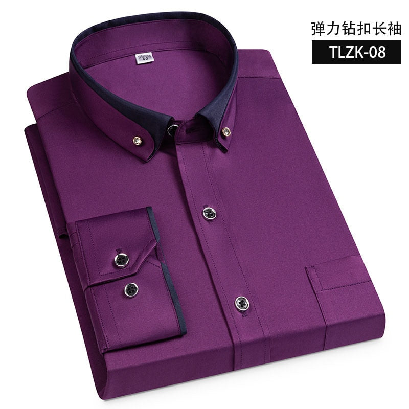 Chemise homme slim col double | Chemise anti-froissement business | Chemise manches longues homme | Chemise ajustée travail homme | Chemise col double homme | Chemise homme élégante manches longues | Chemise homme sociale slim fit | Chemise homme professionnelle | Chemise travail col double | Chemise homme anti-plis