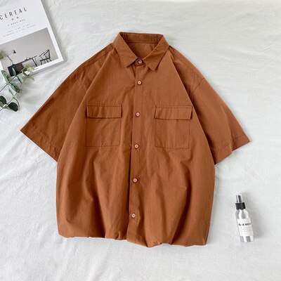 Chemise homme été manches courtes | Chemise homme couleurs bonbon | Chemise homme couple décontractée | Chemise col rabattu homme | Chemise homme poches simples | Chemise loose été homme | Chemise Harajuku homme mode | Chemise unie homme tendance | Chemise été homme fashion | Chemise ample colorée homme