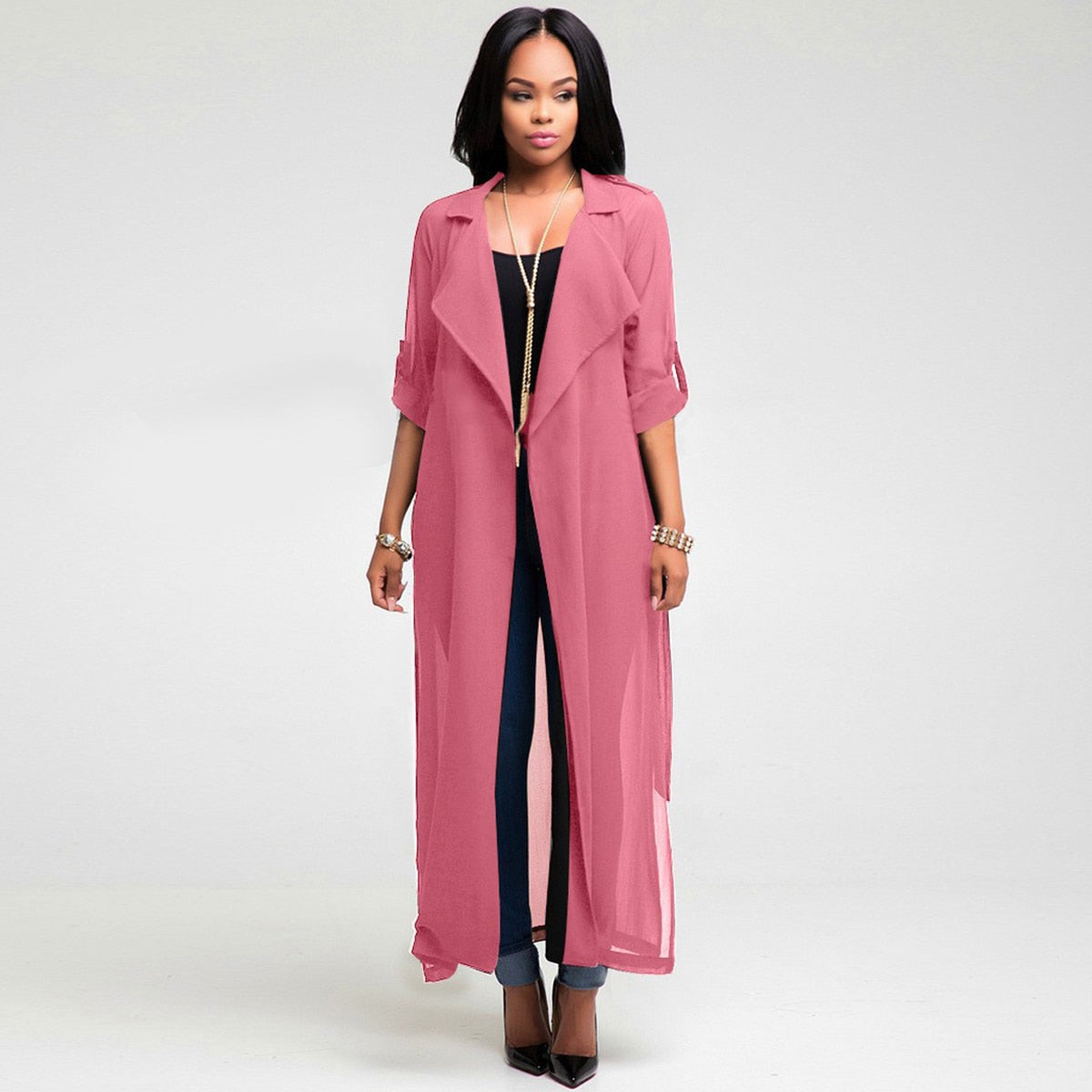Kimono long plage femme | Gilet chiffon léger été | Veste fluide protection solaire | Cardigan long transparent femme | Manteau drapé léger été | Blouse plage voile légère | Châle long femme confortable | Veste fine couleur unie femme | Gilet de plage en chiffon | Manteau léger femme été