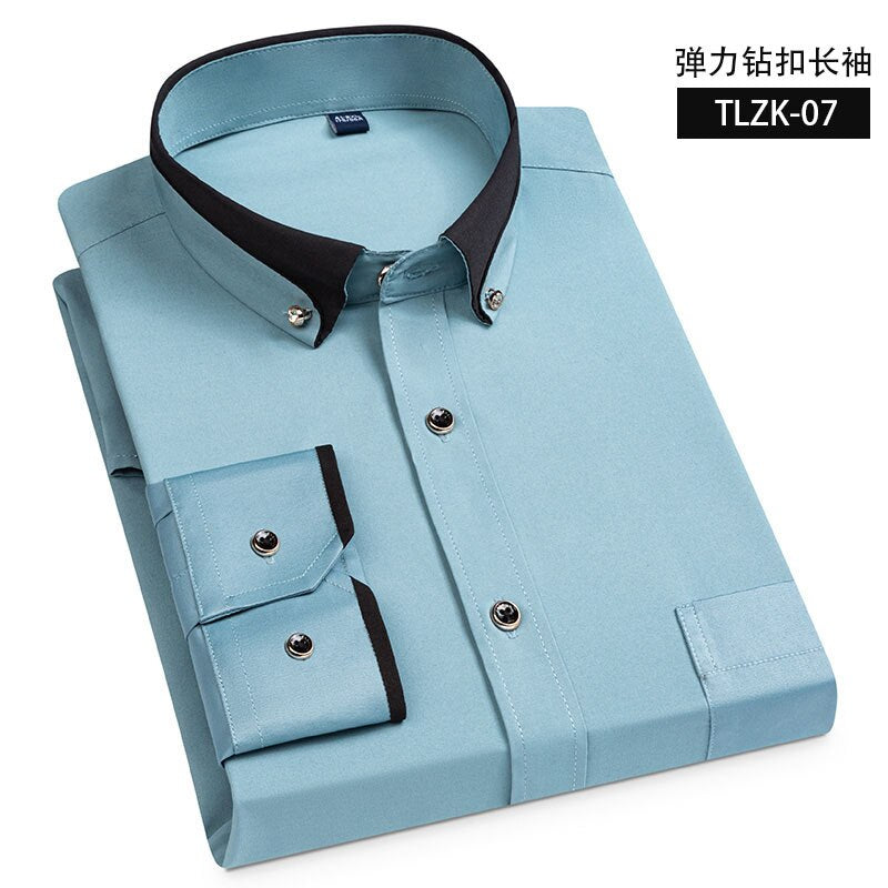 Chemise homme slim col double | Chemise anti-froissement business | Chemise manches longues homme | Chemise ajustée travail homme | Chemise col double homme | Chemise homme élégante manches longues | Chemise homme sociale slim fit | Chemise homme professionnelle | Chemise travail col double | Chemise homme anti-plis