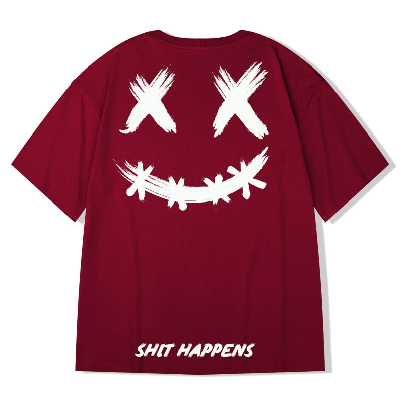 T-shirt homme streetwear | T-shirt oversize hip hop | T-shirt été manches courtes | T-shirt coton homme loose | T-shirt smile Harajuku | T-shirt homme décontracté | T-shirt imprimé sourire | T-shirt hip hop 2022 | T-shirt streetwear coton | T-shirt homme mode loose