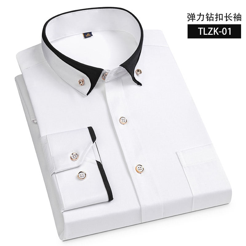 Chemise homme slim col double | Chemise anti-froissement business | Chemise manches longues homme | Chemise ajustée travail homme | Chemise col double homme | Chemise homme élégante manches longues | Chemise homme sociale slim fit | Chemise homme professionnelle | Chemise travail col double | Chemise homme anti-plis