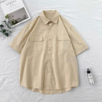 Chemise homme été manches courtes | Chemise homme couleurs bonbon | Chemise homme couple décontractée | Chemise col rabattu homme | Chemise homme poches simples | Chemise loose été homme | Chemise Harajuku homme mode | Chemise unie homme tendance | Chemise été homme fashion | Chemise ample colorée homme