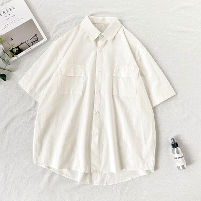 Chemise homme été manches courtes | Chemise homme couleurs bonbon | Chemise homme couple décontractée | Chemise col rabattu homme | Chemise homme poches simples | Chemise loose été homme | Chemise Harajuku homme mode | Chemise unie homme tendance | Chemise été homme fashion | Chemise ample colorée homme