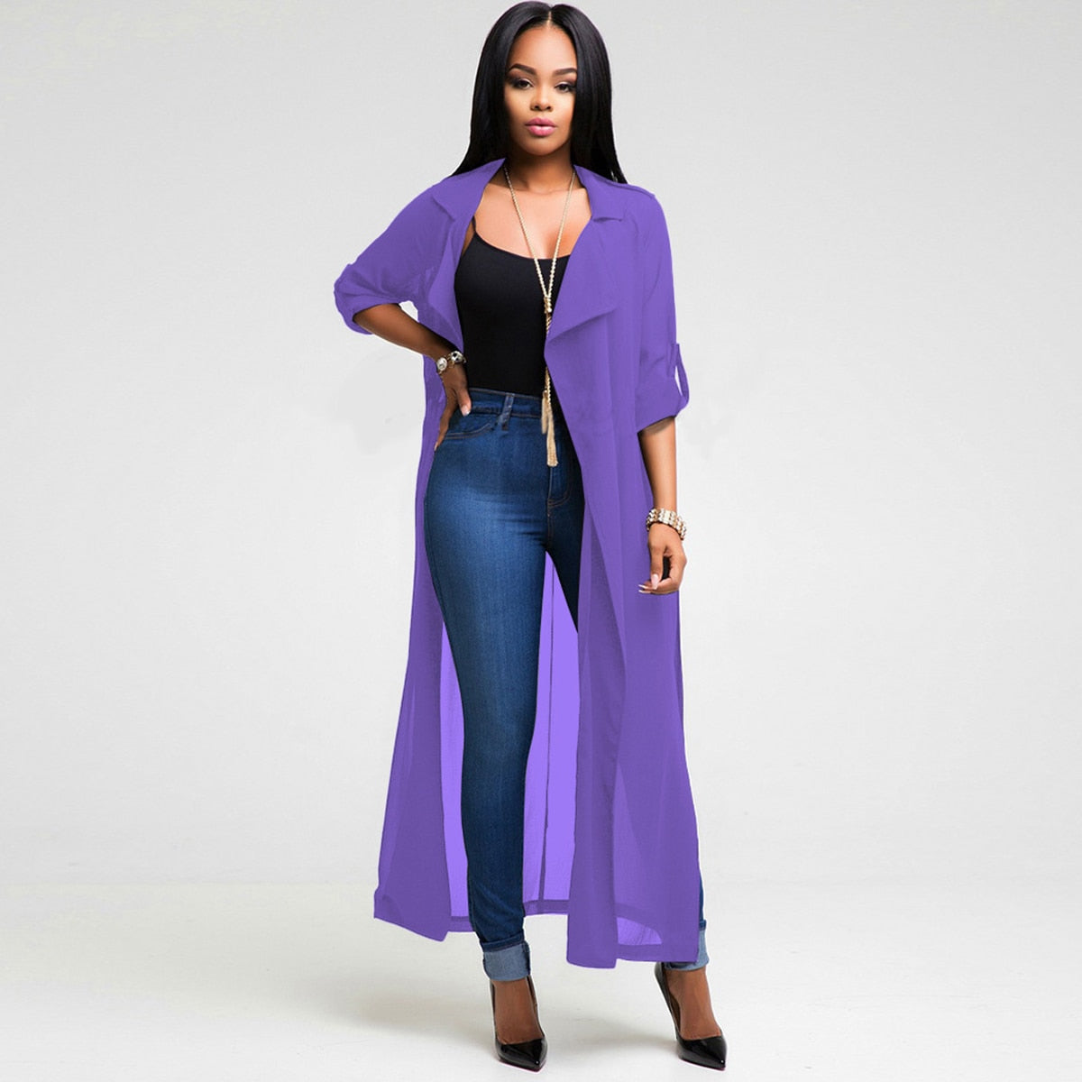 Kimono long plage femme | Gilet chiffon léger été | Veste fluide protection solaire | Cardigan long transparent femme | Manteau drapé léger été | Blouse plage voile légère | Châle long femme confortable | Veste fine couleur unie femme | Gilet de plage en chiffon | Manteau léger femme été