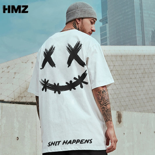 T-shirt homme streetwear | T-shirt oversize hip hop | T-shirt été manches courtes | T-shirt coton homme loose | T-shirt smile Harajuku | T-shirt homme décontracté | T-shirt imprimé sourire | T-shirt hip hop 2022 | T-shirt streetwear coton | T-shirt homme mode loose