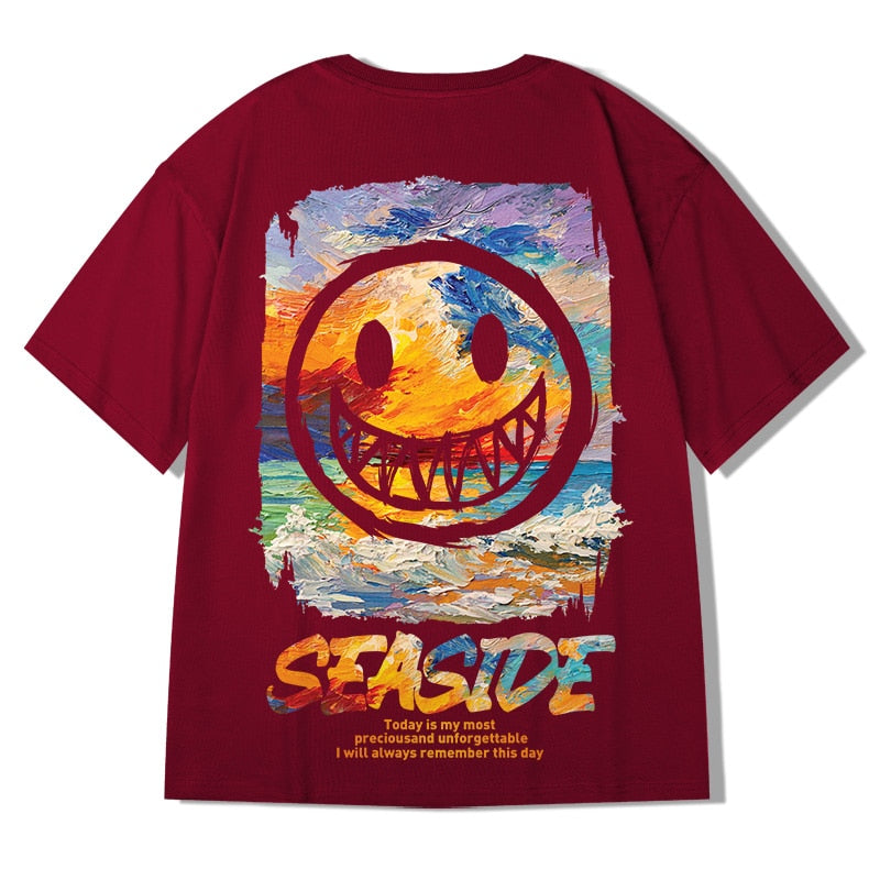 T-shirt homme streetwear | T-shirt oversize hip hop | T-shirt été manches courtes | T-shirt coton homme loose | T-shirt smile Harajuku | T-shirt homme décontracté | T-shirt imprimé sourire | T-shirt hip hop 2022 | T-shirt streetwear coton | T-shirt homme mode loose