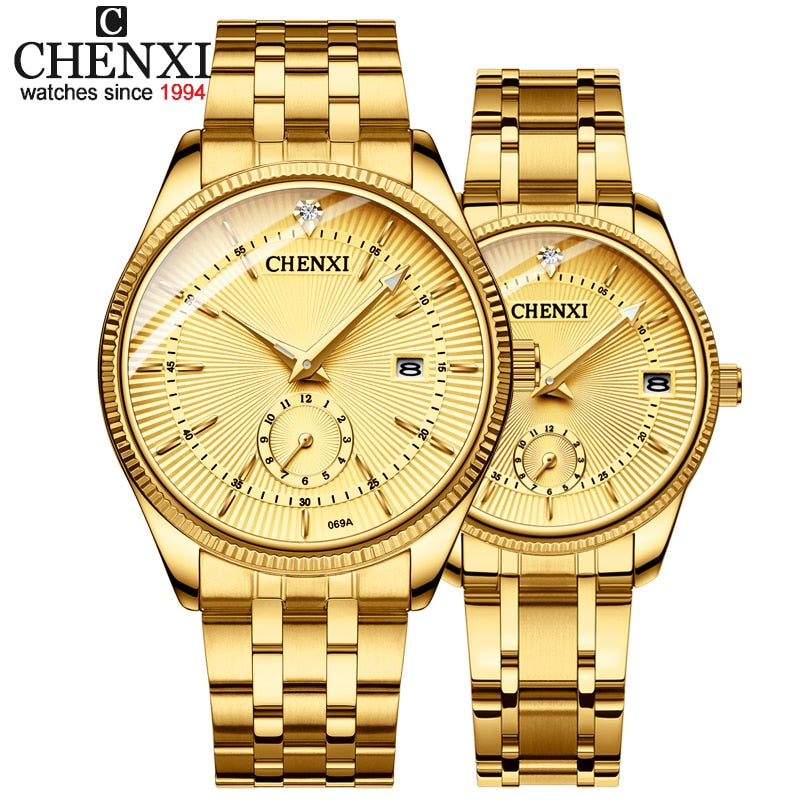 Montre CHENXI homme | Montre CHENXI femme | Montre or luxe couple | Montre quartz élégante | Montre mode homme femme | Montre habillée CHENXI | Montre couple tendance | Montre bracelet or quartz | Relogio masculino CHENXI | Montre de luxe pour amoureux