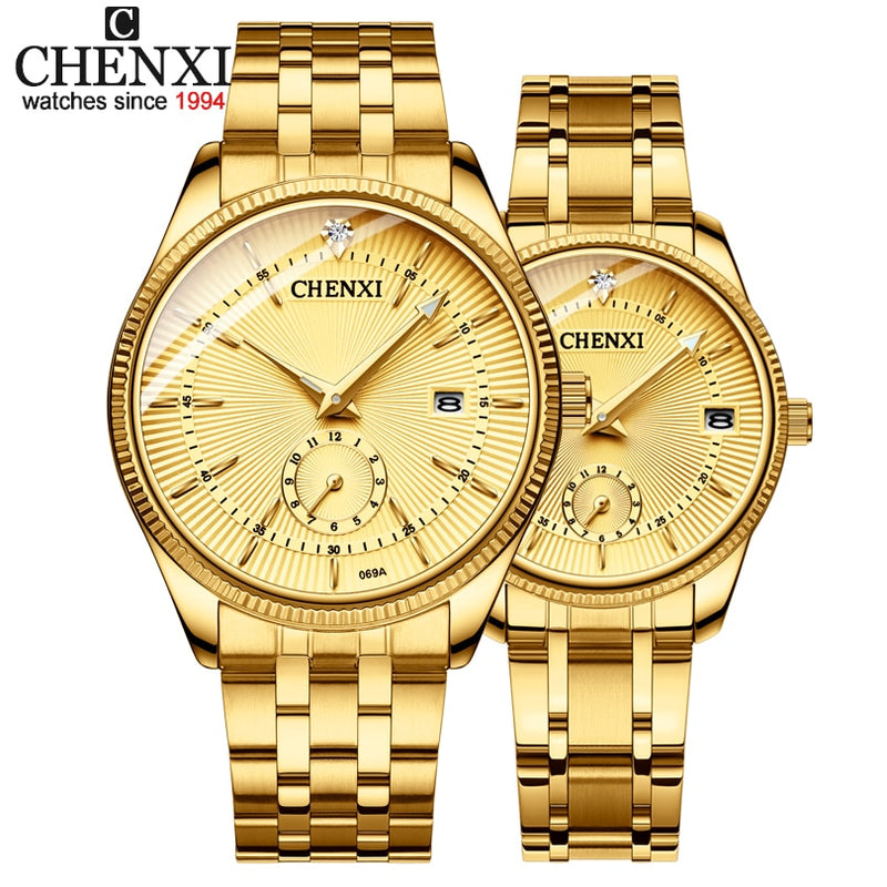 Montre CHENXI homme | Montre CHENXI femme | Montre or luxe couple | Montre quartz élégante | Montre mode homme femme | Montre habillée CHENXI | Montre couple tendance | Montre bracelet or quartz | Relogio masculino CHENXI | Montre de luxe pour amoureux