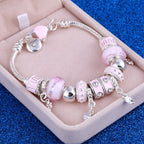 Bracelet femme cristal rose ZOSHI | Bracelet argenté perles Murano | Bracelet charme cristal rose | Bracelet S925 femme élégant | Bracelet perles Murano femme | Bracelet argenté femme tendance | Bracelet femme avec cristaux | Bracelet ZOSHI charme femme | Bracelet argent S925 élégant | Bracelet femme Murano cristal rose