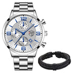Montre homme luxe | Montre quartz acier | Montre bracelet sport | Montre homme élégante | Montre acier inoxydable | Montre homme calendrier | Montre business homme | Montre sportive homme | Relogio masculino | Montre homme tendance